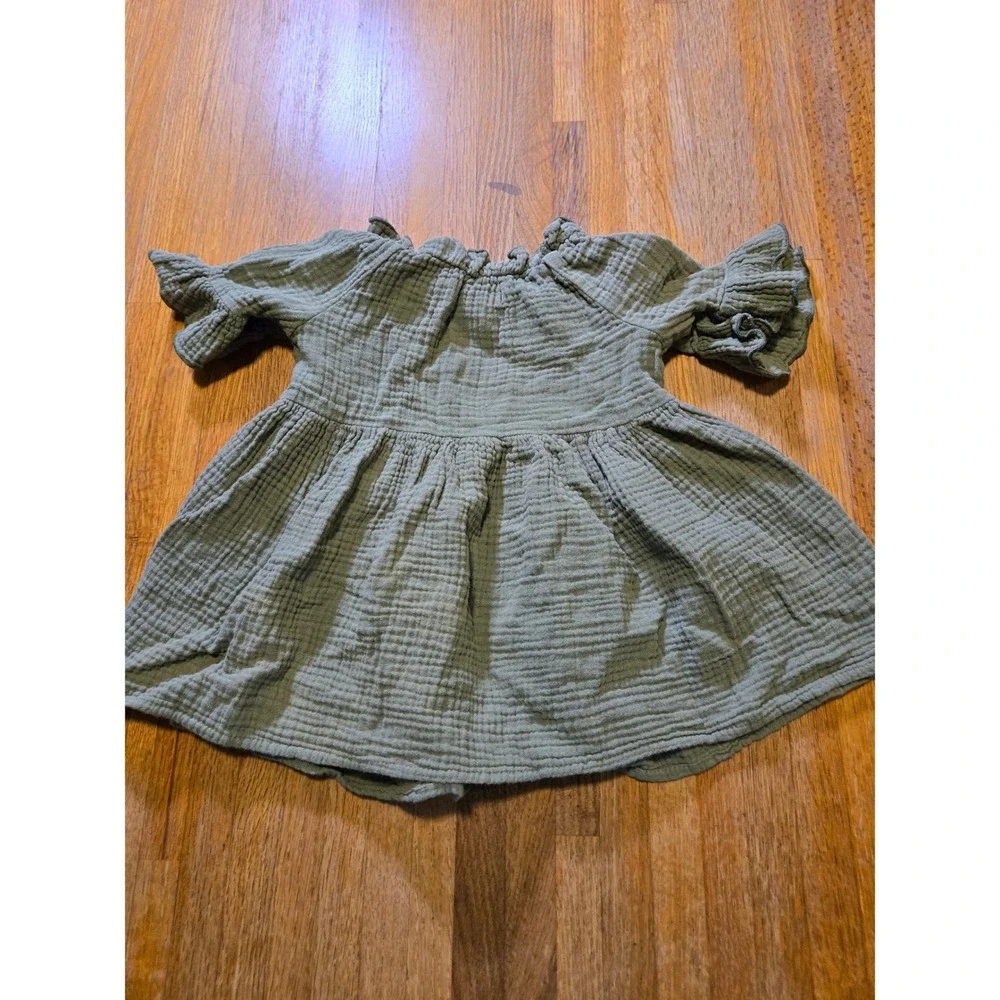 Bonnie Jean Girl 2T Olive Ruffle Flared Hem BOHO Gauze Top Floral Legging Outfit